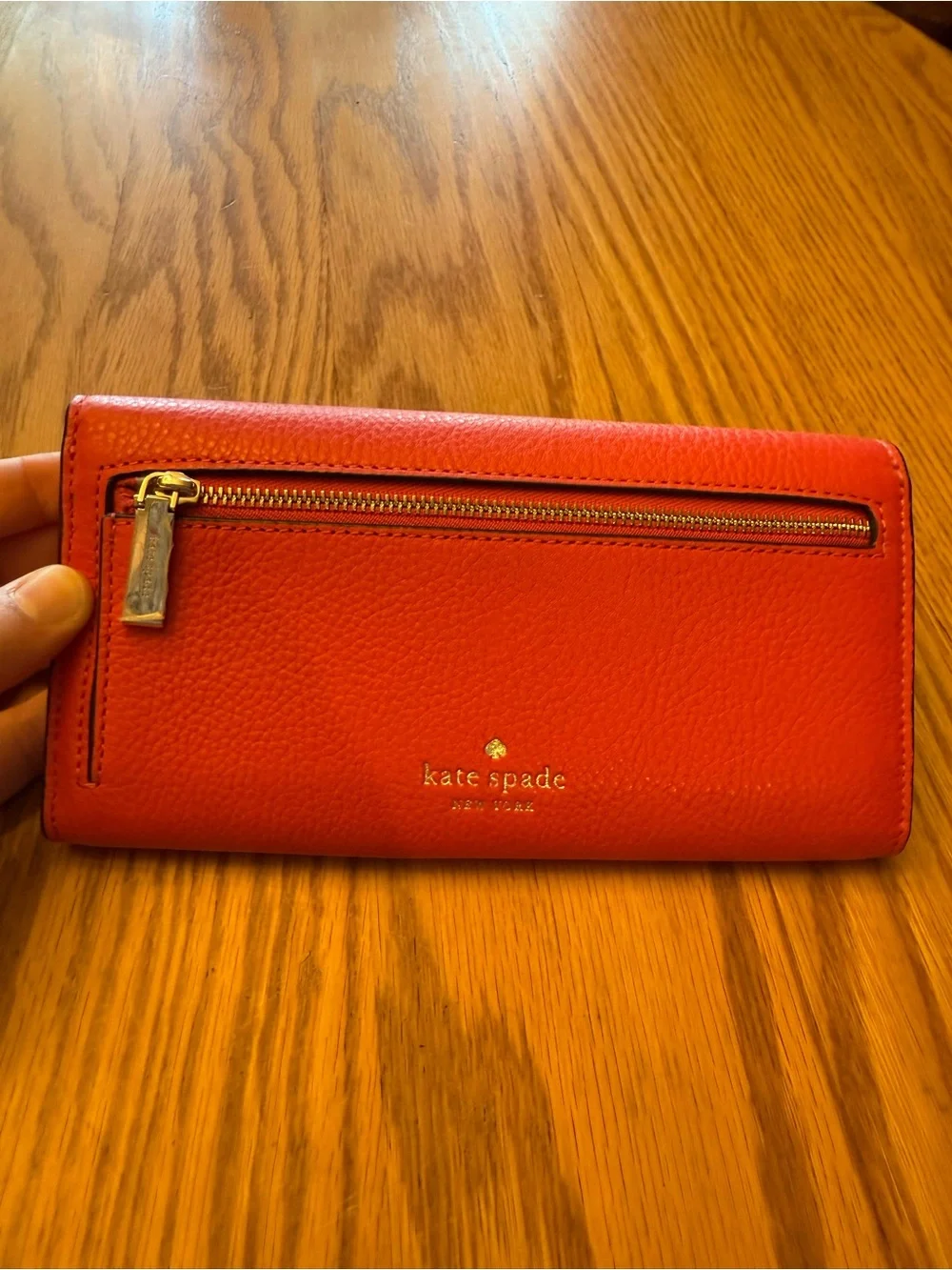 Kate Spade Hot Coral Pink Leather Envelope Wallet